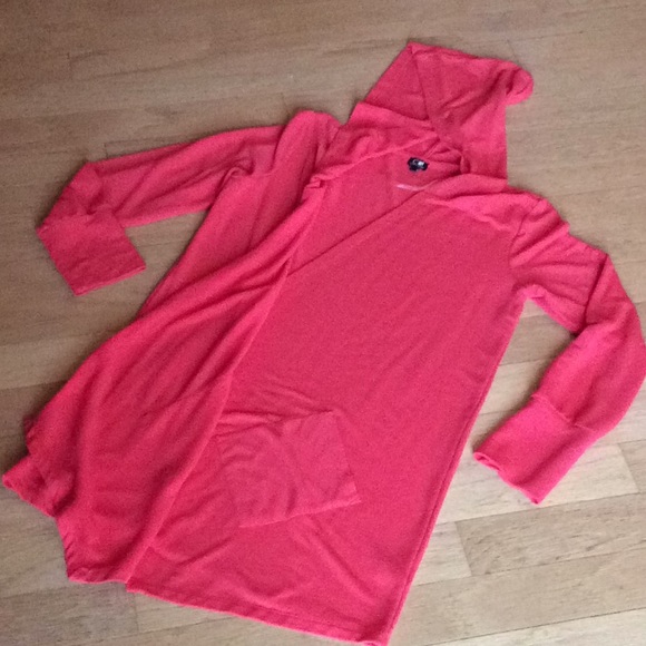 Cable & Gauge orange red knit hooded jacket - Picture 8 of 14